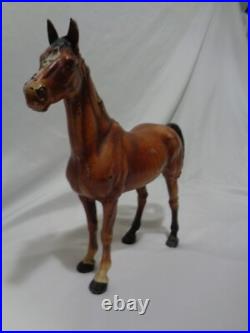 Original Hubley Cast Iron Bay Thoroughbred Horse Doorstop Statue 6 1/2 lbs