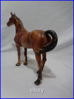 Original Hubley Cast Iron Bay Thoroughbred Horse Doorstop Statue 6 1/2 lbs