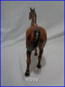 Original Hubley Cast Iron Bay Thoroughbred Horse Doorstop Statue 6 1/2 lbs