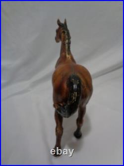 Original Hubley Cast Iron Bay Thoroughbred Horse Doorstop Statue 6 1/2 lbs