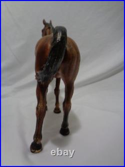 Original Hubley Cast Iron Bay Thoroughbred Horse Doorstop Statue 6 1/2 lbs