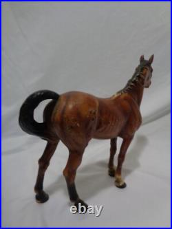 Original Hubley Cast Iron Bay Thoroughbred Horse Doorstop Statue 6 1/2 lbs