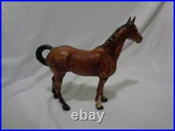 Original Hubley Cast Iron Bay Thoroughbred Horse Doorstop Statue 6 1/2 lbs
