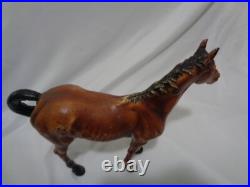 Original Hubley Cast Iron Bay Thoroughbred Horse Doorstop Statue 6 1/2 lbs