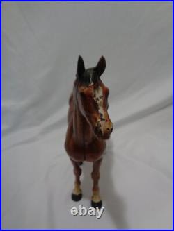 Original Hubley Cast Iron Bay Thoroughbred Horse Doorstop Statue 6 1/2 lbs
