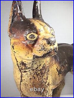 Original Left Facing Antique Cast Iron BROWN Boston Terrier Bull Dog Door Stop Original Left Facing Antique Cast Iron BROWN Boston Terrier Bull Dog Door Stop