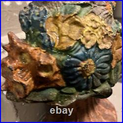 Original Paint. Large Colorful FLOWER BOUQUET Cast Iron DOORSTOP RARE