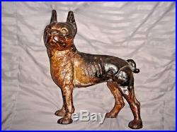 Original Rare Left Facing Cast Iron Boston Terrier Dog Doorstop Door Stop Hubley