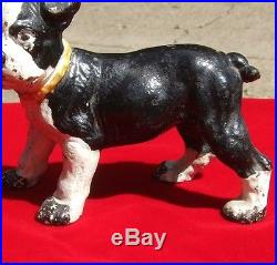 Original Vintage Hubley Small Cast Iron Boston Terrier Puppy Doorstop