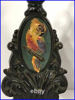 PAIR Antique Cast Iron Parrot Cockatoo Door Stops Original Paint Early 20th C PAIR Antique Cast Iron Parrot Cockatoo Door Stops Original Paint Early 20th C