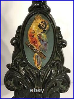 PAIR Antique Cast Iron Parrot Cockatoo Door Stops Original Paint Early 20th C PAIR Antique Cast Iron Parrot Cockatoo Door Stops Original Paint Early 20th C