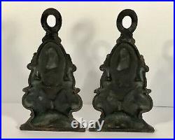 PAIR Antique Cast Iron Parrot Cockatoo Door Stops Original Paint Early 20th C PAIR Antique Cast Iron Parrot Cockatoo Door Stops Original Paint Early 20th C