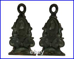 PAIR Antique Cast Iron Parrot Cockatoo Door Stops Original Paint Early 20th C PAIR Antique Cast Iron Parrot Cockatoo Door Stops Original Paint Early 20th C