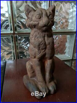 PAIR Antique NATIONAL FOUNDRY Cast Iron SITTING CAT DOORSTOP Statue Sculpture