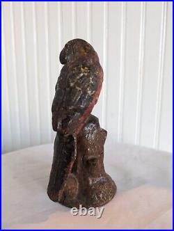 PARROT Antique Cast Iron Figural Perched Bird Doorstop Decorative Art Statue