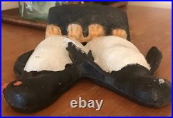 PENGUINS Antique Cast Iron Twin Birds Doorstop Decorative Art Statue VTG 1930s