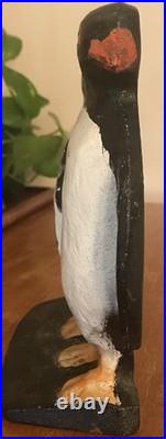 PENGUINS Antique Cast Iron Twin Birds Doorstop Decorative Art Statue VTG 1930s