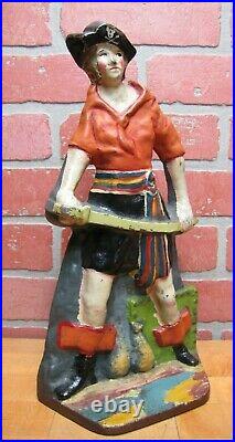 PIRATE GIRL Antique Cast Iron Doorstop Decorative Art Statue