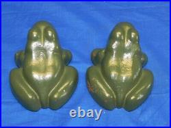 Pair (2) of Antique Hubley Cast Iron Frog Door Stop Paperweight 5 lbs. 6 oz. 6