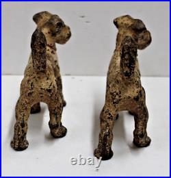 Pair Lot of 2 Antique HUBLEY Wire Hair Fox Terrier Dog Cast Iron Doorstops 1930s Pair Lot of 2 Antique HUBLEY Wire Hair Fox Terrier Dog Cast Iron Doorstops 1930s