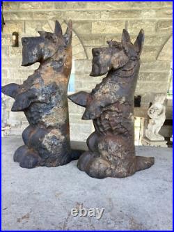 Pair Of Antique Cast Iron Scotty Dog Door Stops Great Patina And Details