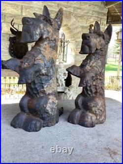 Pair Of Antique Cast Iron Scotty Dog Door Stops Great Patina And Details