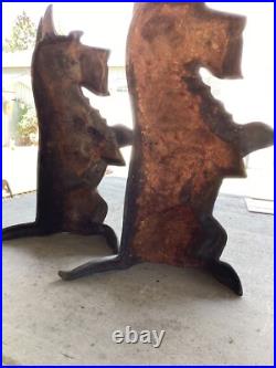 Pair Of Antique Cast Iron Scotty Dog Door Stops Great Patina And Details