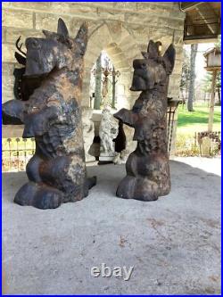 Pair Of Antique Cast Iron Scotty Dog Door Stops Great Patina And Details