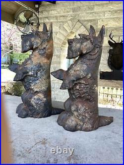 Pair Of Antique Cast Iron Scotty Dog Door Stops Great Patina And Details