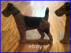 Pair Of Antique Spencer Foundry Cast Iron Terrier Dog Bookends Doorstops
