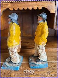 Pair of Old Salt Fisherman Cast Iron Nautical Door Stop Bookends
