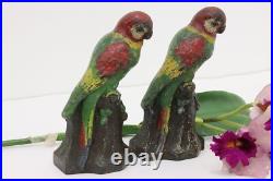 Pair of Painted Cast Iron Antique Parrot Door Stops Bookends #52830 Pair of Painted Cast Iron Antique Parrot Door Stops Bookends #52830