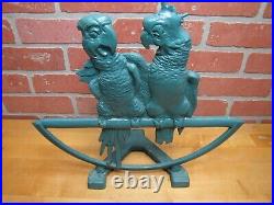 Pair of Parrots FIAT Old Cast Iron Figural Birds Perched Doorstop Radio Speaker