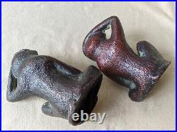 Pair of Vintage Heavy Cast Iron Monkey Chimpanzee Bookends or Doorstop