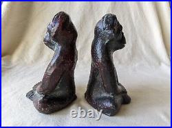 Pair of Vintage Heavy Cast Iron Monkey Chimpanzee Bookends or Doorstop