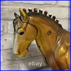 Percheron Painted Cast Iron Clydesdale Horse Door Stop Figure Vintage