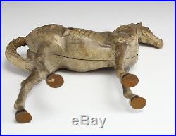 Polychrome Cast Iron Horse Doorstop Buff or Taupe color, c 1920s