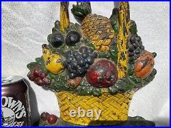 Premium Antique # 78 Hubley USA Lg. Cast Iron Fruit Basket Home Doorstop 9 Lbs