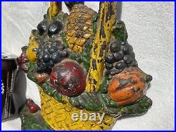Premium Antique # 78 Hubley USA Lg. Cast Iron Fruit Basket Home Doorstop 9 Lbs