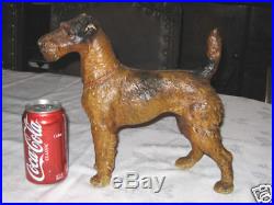 Primitive Antique Hubley Fox Terrier Kennel Dog Door Doorstop Cast Iron Statue