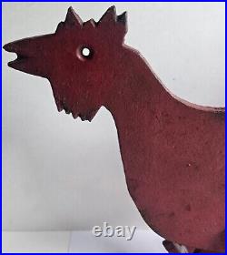 Primitive Cast Iron Red Rooster Boot Scraper Woodmill Weight Door Stop Folk Art