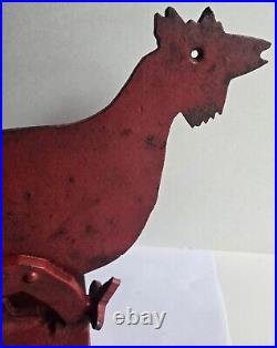 Primitive Cast Iron Red Rooster Boot Scraper Woodmill Weight Door Stop Folk Art