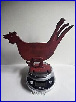 Primitive Cast Iron Red Rooster Boot Scraper Woodmill Weight Door Stop Folk Art