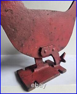 Primitive Cast Iron Red Rooster Boot Scraper Woodmill Weight Door Stop Folk Art