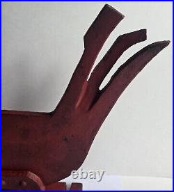 Primitive Cast Iron Red Rooster Boot Scraper Woodmill Weight Door Stop Folk Art