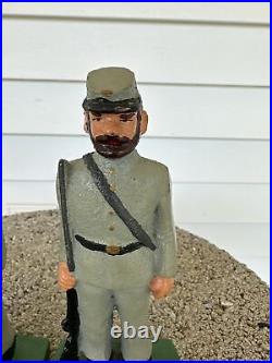 Pristine Antique Cast Iron Confederate Civil War Soldiers Doorstop/hand Painted