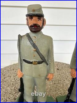 Pristine Antique Cast Iron Confederate Civil War Soldiers Doorstop/hand Painted