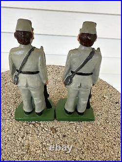 Pristine Antique Cast Iron Confederate Civil War Soldiers Doorstop/hand Painted