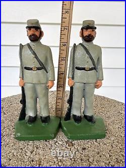 Pristine Antique Cast Iron Confederate Civil War Soldiers Doorstop/hand Painted