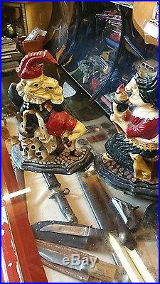 Punch and Judy Cast Iron Door Stops Hand Painted Vintage Dog Cat and Baby